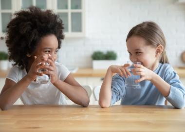 Kids drinking water